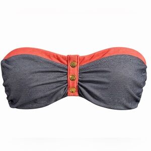 Tommy Hilfiger Gray and Coral Bandeau Bikini Top